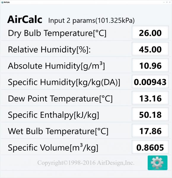 Air Calc - Phần mềm tính toán giá trị trạng thái không khí 1 Air Calc 2016
