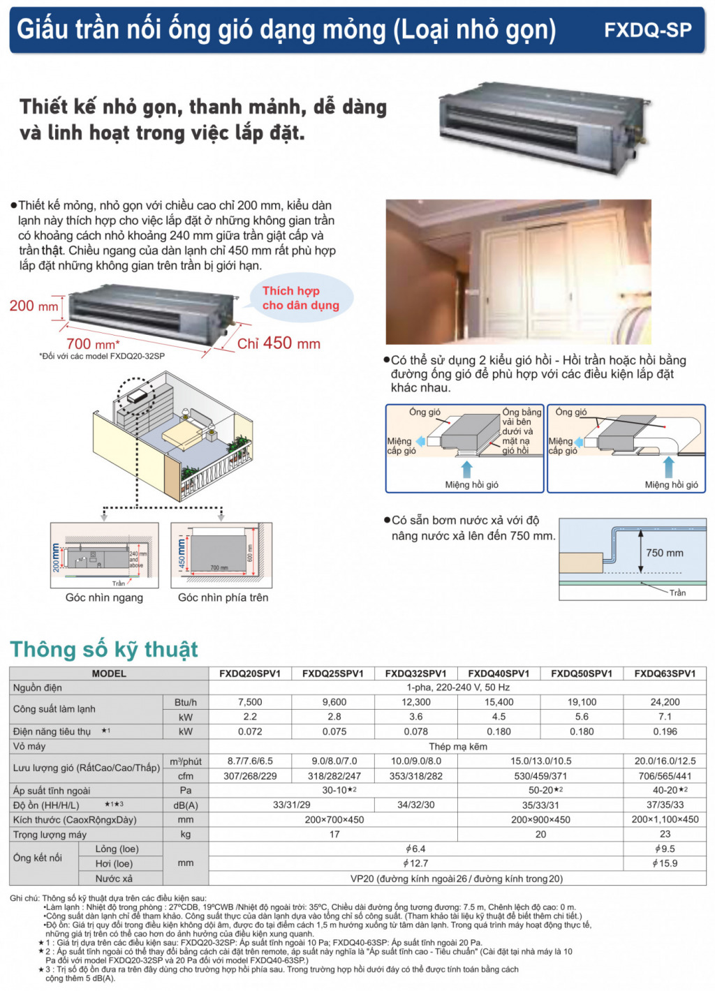 Máy lạnh trung tâm Daikin - Dàn lạnh giấu trần
