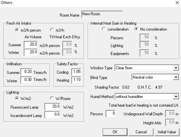 Hướng dẫn tính toán tải lạnh bằng phần mềm Heatload Daikin - SAVA M&E Các thông số chi tiết khác